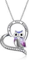 ❤️ sterling silver yfn owl necklace: heart owl gifts for women and girls, symbolizing eternal love logo