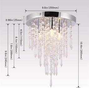 img 3 attached to 💎 Jaycomey Mini Crystal Chandelier: Elegant Flush Mount Ceiling Light | 3-Light Fixture for Aisle, Hallway, Living Room, Bedroom