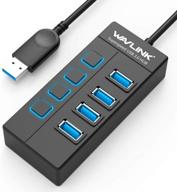 🔌 wavlink usb 3.0 hub: 4-port adapter with led power switches for windows & mac logo