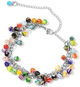 img 2 attached to Multi Millefiori Stainless Anklet Bracelet