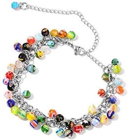 img 4 attached to Multi Millefiori Stainless Anklet Bracelet