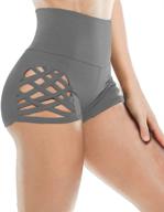 🩳 aurgelmir women's high waist tummy control yoga shorts with criss cross design - athletic sports booty short leggings логотип