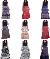 👗 pack of 3 block-printed sanganeri long skirts - women's multi cotton wrap around skirt logo