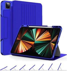 img 4 attached to 📱 OCYCLONE 2021 iPad Pro 12.9 Case 5th Gen - Blue | Magnetic Stand, Pencil Holder, Auto Wake/Sleep