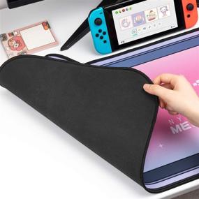 img 2 attached to YOCORE Large Non-Slip Rubber Base Desk Pad with Cat Ear Design - Easy Clean Mouse Pad for Gaming, Writing, or Home Office Work