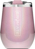 🍷 brümate uncork'd xl 14oz insulated wine glass tumbler - vacuum insulated stainless steel, leak-proof lid, glitter blush logo