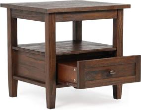 img 2 attached to Rustic End Table with Storage, 1 Drawer, 1 Shelf - SIMPLIHOME Warm Shaker Solid Wood 20-inch Wide Rectangle in Distressed Charcoal Brown for Living Room and Bedroom