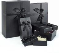 прочные подарочные коробки с крышками - набор из 5 черных коробок для упаковки подарков на хэллоуин, рождество, годовщины, дни рождения, свадьбы, выпускные и многое другое! логотип
