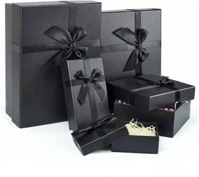 img 4 attached to Прочные подарочные коробки с крышками - набор из 5 черных коробок для упаковки подарков на Хэллоуин, Рождество, годовщины, дни рождения, свадьбы, выпускные и многое другое!