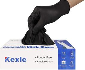 img 2 attached to 🧤 Kexle Large Black Nitrile Disposable Gloves - 100 Count, Latex Free Safety Working Gloves, Powder Free