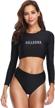 relleciga womens rashguard sleeve triple women's clothing in swimsuits & cover ups logo