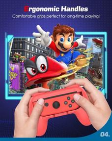 img 1 attached to MoKo Grip for Switch/Switch OLED Model Joy-Con (2021), 2-Pack [Ergonomic Design] Wear-Resistant Game Controller Handle Kit for Switch/Switch OLED Model (2021) Joy-Con - Red and Blue