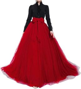 img 4 attached to 👰 Exquisite Floor-Length A-Line Tulle Skirt for Women's Wedding: Elegant Maxi Puffy Style with High-Waisted Bowknot Belt