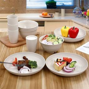 img 1 attached to Dinnerware Unbreakable Lightweight Set Reusable Dishwasher