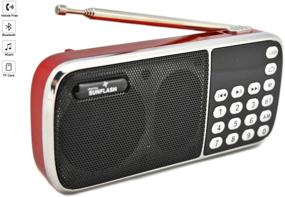 img 4 attached to Bluetooth Portable Rechargeable Pocket Radio Speaker With Digital Tuner AM FM Radio USB // SD // Aux // Headphones Jack (Red)