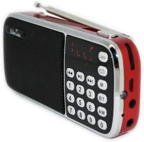 img 3 attached to Bluetooth Portable Rechargeable Pocket Radio Speaker With Digital Tuner AM FM Radio USB // SD // Aux // Headphones Jack (Red)