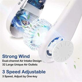 img 2 attached to 🌀 ZOEYEA Neck Fan: Bladeless Hands-Free Sport Personal Fan with 360° Cooling, USB Rechargeable, 3 Speeds, No Hair Twisting, Strong Wind - White