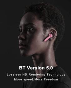 img 3 attached to 🎧 Беспроводные наушники Bluetooth 5.0 - Вкладыши c микрофоном, зарядным кейсом, магнитной зарядкой, сенсорной кнопкой - Идеально подходят для занятий спортом (розовый)