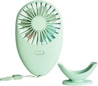 ronessy portable personal fan - usb rechargeable necklace hand fan with 7-color led, 2 speeds - ideal for outdoor use (green) logo