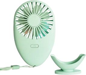 img 4 attached to Ronessy Portable Personal Fan - USB Rechargeable Necklace Hand Fan with 7-Color LED, 2 Speeds - Ideal for Outdoor Use (Green)