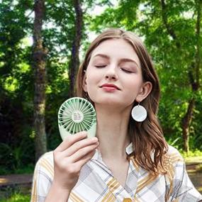 img 3 attached to Ronessy Portable Personal Fan - USB Rechargeable Necklace Hand Fan with 7-Color LED, 2 Speeds - Ideal for Outdoor Use (Green)