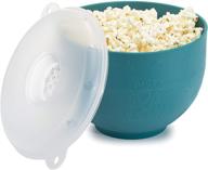 🍿 goodful silicone popcorn popper: collapsible microwavable bowl for healthy bpa-free hot air popped popcorn, teal логотип