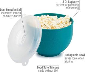 img 3 attached to 🍿 Goodful Silicone Popcorn Popper: Collapsible Microwavable Bowl for Healthy BPA-Free Hot Air Popped Popcorn, Teal