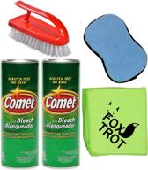 🧽 comet cleaner total kitchen and bathroom cleaning kit - powerful canister cleaner powder with bleach, scrub sponge, brush, and microfiber towel логотип