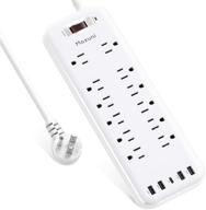 💡 распределительная power strip maxuni с 12 розетками, 4 usb-портами и 1 портом type-c - мощный защитный удлинитель с 6 футовым кабелем - сертифицирован etl для нескольких устройств логотип