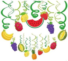 img 4 attached to Kristin Paradise 30-Count Tutti Frutti Hanging Swirl Decorations, Tropical Fruit Party Supplies, Summer Birthday Theme, Luau Kids Decor for First 1st Boys Girls Baby Shower, Twotti Fruity Favor Set