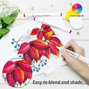 img 1 attached to Умные маркеры Smart Color Art 108-Pack с двойным наконечником - набор алкогольных маркеров для искусства с чехлом, идеально подходит для набросков, раскрашивания и отметок - содержит 107 раскрасок и 1 блендер для взрослых и детей