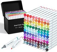 умные маркеры smart color art 108-pack с двойным наконечником - набор алкогольных маркеров для искусства с чехлом, идеально подходит для набросков, раскрашивания и отметок - содержит 107 раскрасок и 1 блендер для взрослых и детей логотип