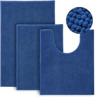 🛀 navy blue urvoix bathroom rugs set: ultra soft non-slip bath mats, chenille absorbent bath rugs for bathroom, tub, and shower - 3-piece set logo