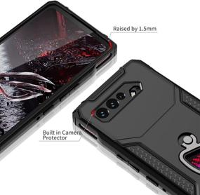 img 3 attached to 📱 MME Case for ASUS ROG Phone 5/5s - Casing with Air Trigger Compatibility, Military Grade Drop Protection, Built-in Kickstand, Camera Protection, Dust Plugs, and 9D Tempered Glass (Black)