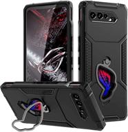 📱 mme case for asus rog phone 5/5s - casing with air trigger compatibility, military grade drop protection, built-in kickstand, camera protection, dust plugs, and 9d tempered glass (black) logo