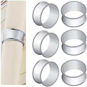 img 4 attached to 💍 Set of 6 Silver Stainless Steel Bead Napkin Rings - Elegant Serviette Buckles
