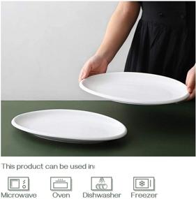 img 1 attached to DOWAN 14 Inch Porcelain Platters Serving: Elegant Platters for Stylish Presentations