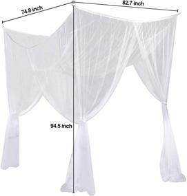 img 3 attached to 🦟 White King Size Mosquito Net with Four Corner Post Curtains - Ideal for Single Beds, Cribs, and Adult Bedrooms