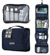 🧳 travando hanging toiletry bag flexi + 7 tsa approved liquid bottles - travel set for men and women - cosmetics and makeup organizer - suitcase toiletry kit - wash bag with containers logo