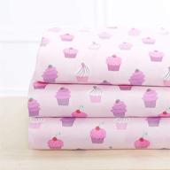 🧁 elegant home multicolors pink purple cupcakes design full size sheet set - ideal for girls, kids, and teens - includes pillowcases, flat, and fitted sheets - # cupcake logo