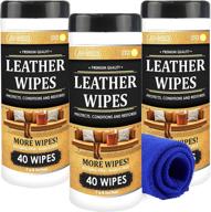 🧼 jj care leather cleaning wipes [120 pack] with free microfiber cloth - car seat cleaner, couch & furniture, interior car cleaning wipes for leather, shoes, purses logo