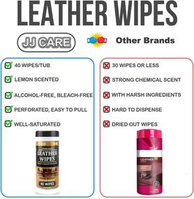 img 3 attached to 🧼 JJ CARE Leather Cleaning Wipes [120 Pack] with Free Microfiber Cloth - Car Seat Cleaner, Couch & Furniture, Interior Car Cleaning Wipes for Leather, Shoes, Purses