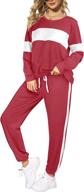 👗 sipaya women's colorblock striped sweatsuit set - 2 piece crewneck outfit with pants and pockets logo