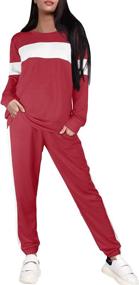 img 2 attached to 👗 Sipaya Women's Colorblock Striped Sweatsuit Set - 2 Piece Crewneck Outfit with Pants and Pockets