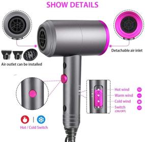 img 1 attached to Ionic Hair Dryer, Vnina 1800W Professional Blow Dryer with Diffuser Ionic Conditioning/AC Motor/Negative Ion Technology - Powerful, Fast Hairdryer with Comb Attachment for Enhanced Hair Care - Ideal for Women, Men, and Kids