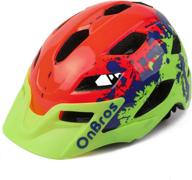 onbros kids bike helmet - lightweight cycling helmet for children, adjustable size bicycle helmets for boys and girls age 5-13 (50-57cm) logo