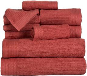img 3 attached to Luxurious Brick Ribbed 100% Cotton Towel Set - 10-Piece by Lavish Home