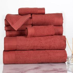 img 4 attached to Luxurious Brick Ribbed 100% Cotton Towel Set - 10-Piece by Lavish Home