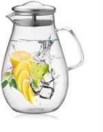 🥤 idealux 66 oz glass pitcher: stainless steel lid, handle, & high heat resistance - perfect for hot/cold water & iced tea logo