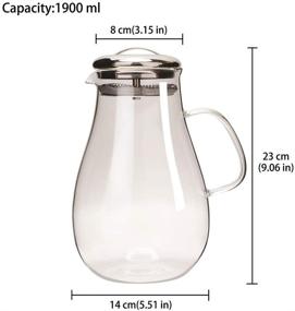 img 3 attached to 🥤 Idealux 66 oz Glass Pitcher: Stainless Steel Lid, Handle, & High Heat Resistance - Perfect for Hot/Cold Water & Iced Tea